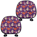 Funny Halloween Pumpkin Pattern Print Car Headrest Covers