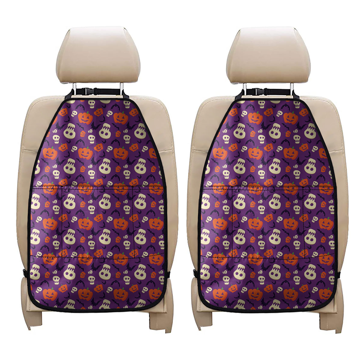 Funny Halloween Pumpkin Pattern Print Car Seat Organizers
