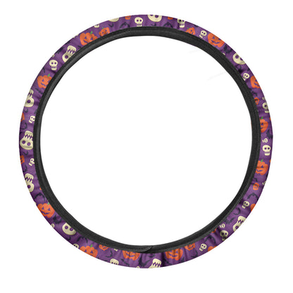 Funny Halloween Pumpkin Pattern Print Car Steering Wheel Cover