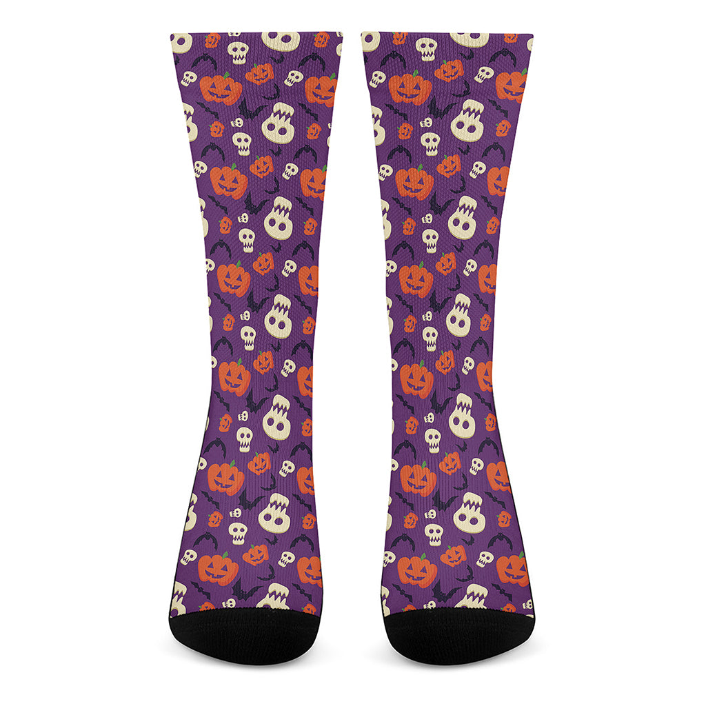 Funny Halloween Pumpkin Pattern Print Crew Socks