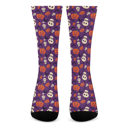 Funny Halloween Pumpkin Pattern Print Crew Socks