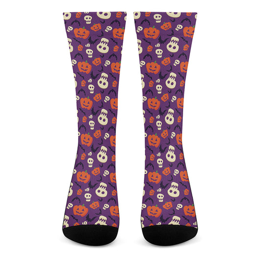 Funny Halloween Pumpkin Pattern Print Crew Socks