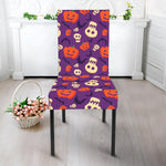 Funny Halloween Pumpkin Pattern Print Dining Chair Slipcover