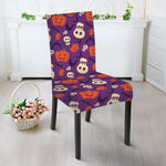 Funny Halloween Pumpkin Pattern Print Dining Chair Slipcover