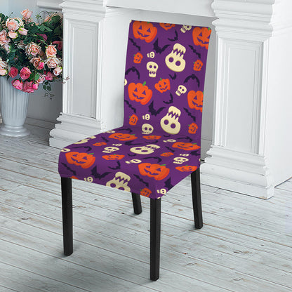Funny Halloween Pumpkin Pattern Print Dining Chair Slipcover