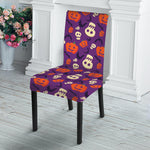 Funny Halloween Pumpkin Pattern Print Dining Chair Slipcover