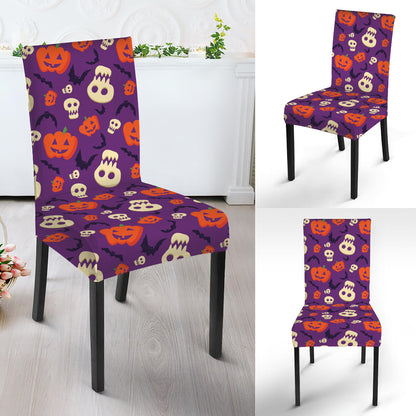 Funny Halloween Pumpkin Pattern Print Dining Chair Slipcover
