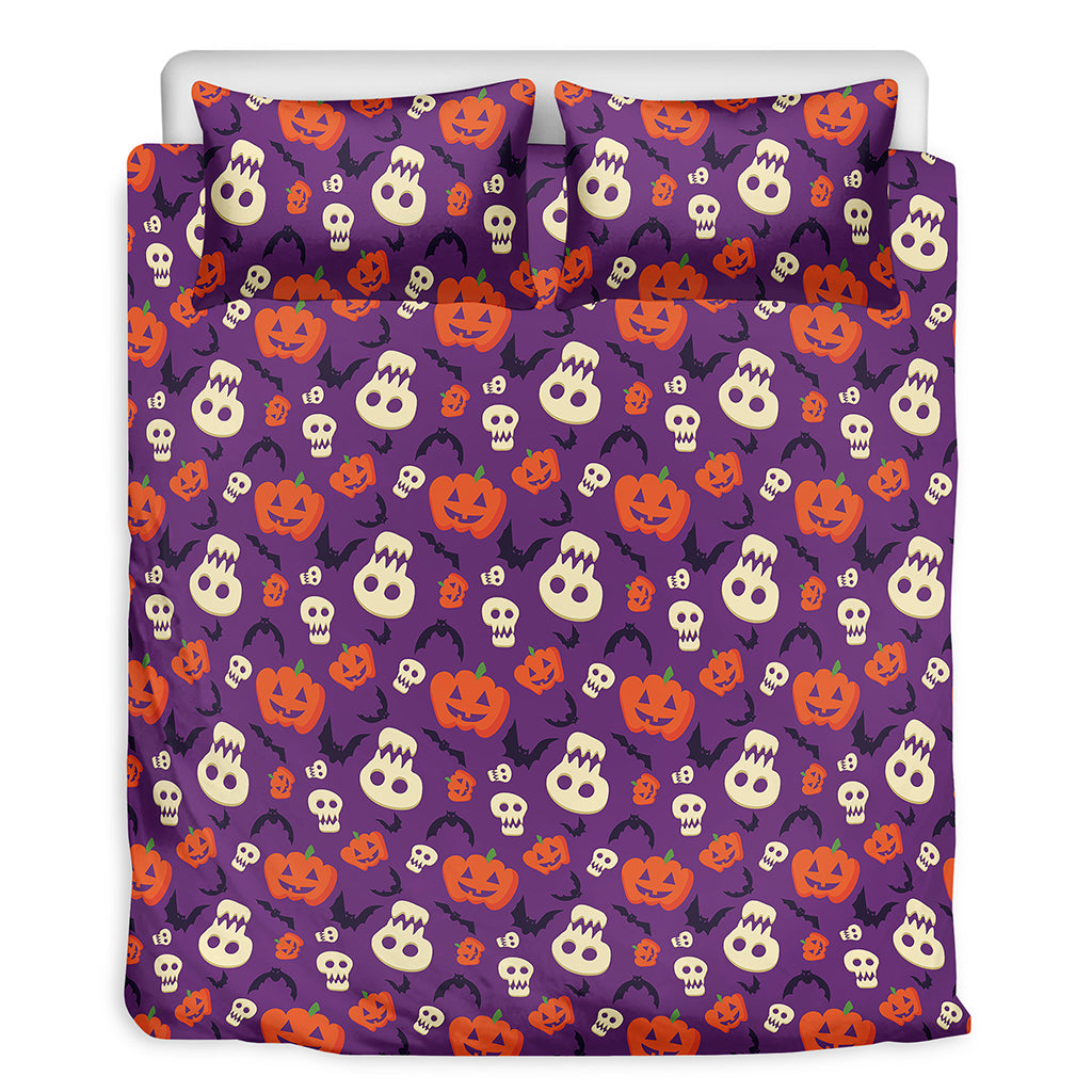 Funny Halloween Pumpkin Pattern Print Duvet Cover Bedding Set