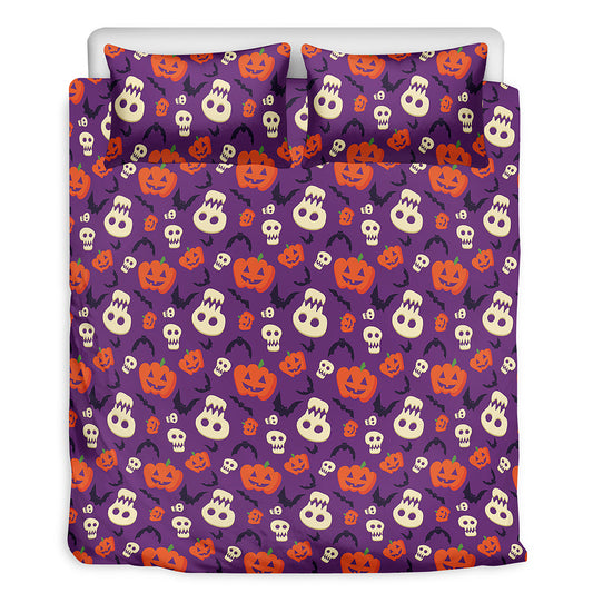 Funny Halloween Pumpkin Pattern Print Duvet Cover Bedding Set