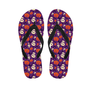 Funny Halloween Pumpkin Pattern Print Flip Flops