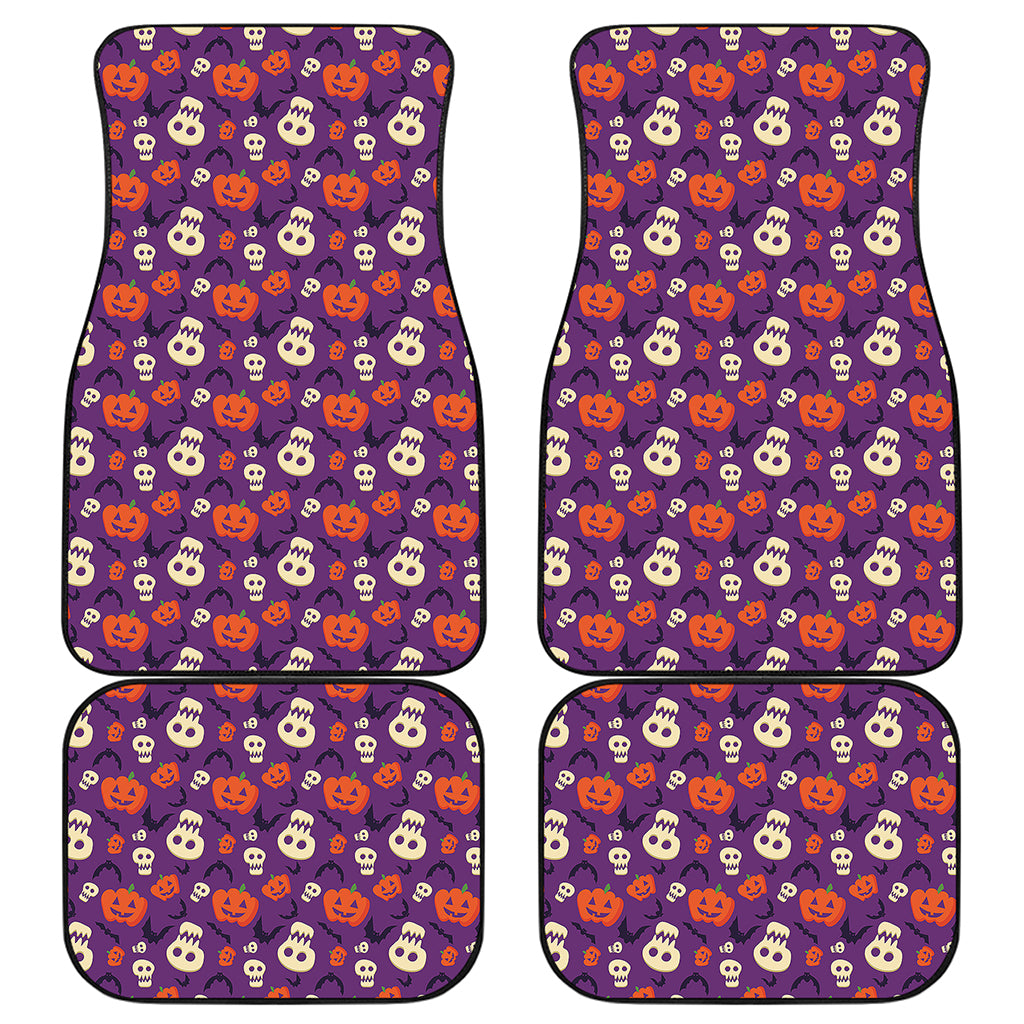 Funny Halloween Pumpkin Pattern Print Front and Back Car Floor Mats