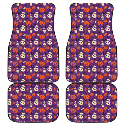 Funny Halloween Pumpkin Pattern Print Front and Back Car Floor Mats