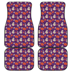 Funny Halloween Pumpkin Pattern Print Front and Back Car Floor Mats