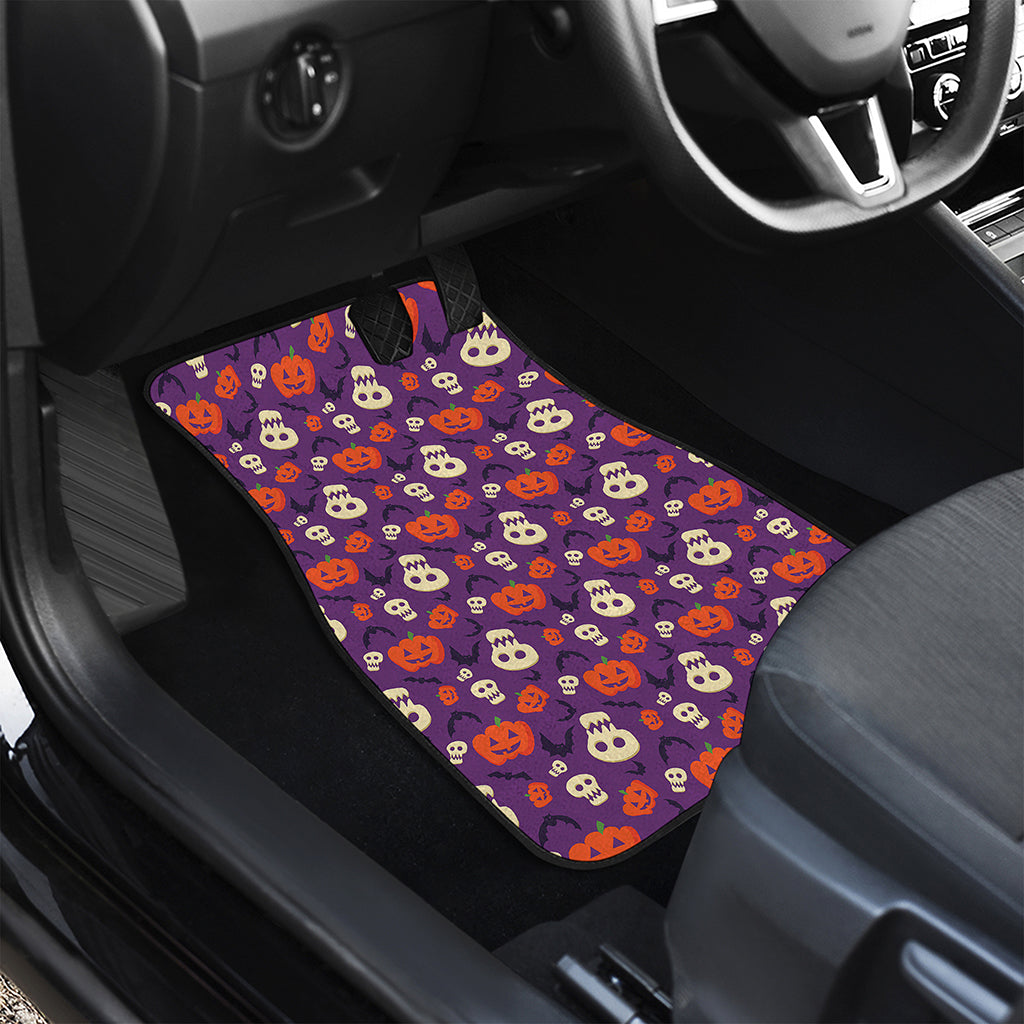 Funny Halloween Pumpkin Pattern Print Front and Back Car Floor Mats