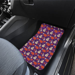 Funny Halloween Pumpkin Pattern Print Front and Back Car Floor Mats