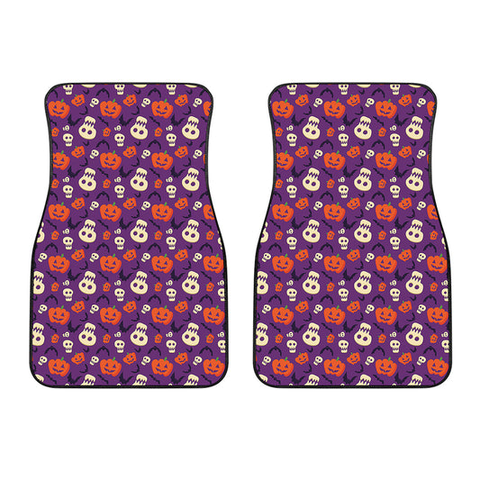 Funny Halloween Pumpkin Pattern Print Front Car Floor Mats