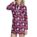 Funny Halloween Pumpkin Pattern Print Hoodie Dress