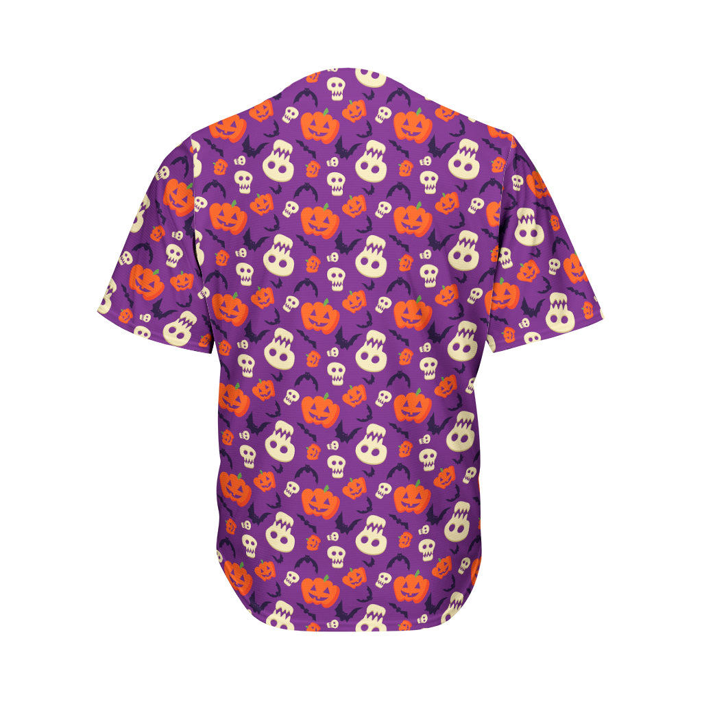 Funny Halloween Pumpkin Pattern Print Men's Baseball Jersey