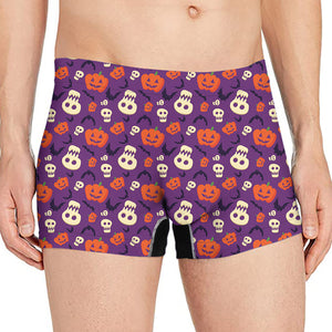 Funny Halloween Pumpkin Pattern Print Men's Boxer Briefs