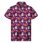 Funny Halloween Pumpkin Pattern Print Men's Short Sleeve Shirt