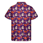 Funny Halloween Pumpkin Pattern Print Men's Short Sleeve Shirt
