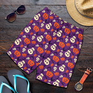 Funny Halloween Pumpkin Pattern Print Men's Shorts