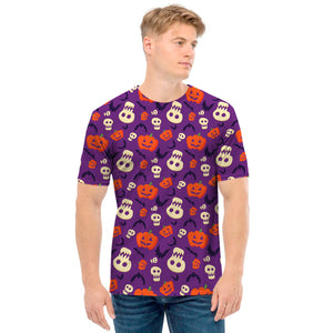 Funny Halloween Pumpkin Pattern Print Men's T-Shirt