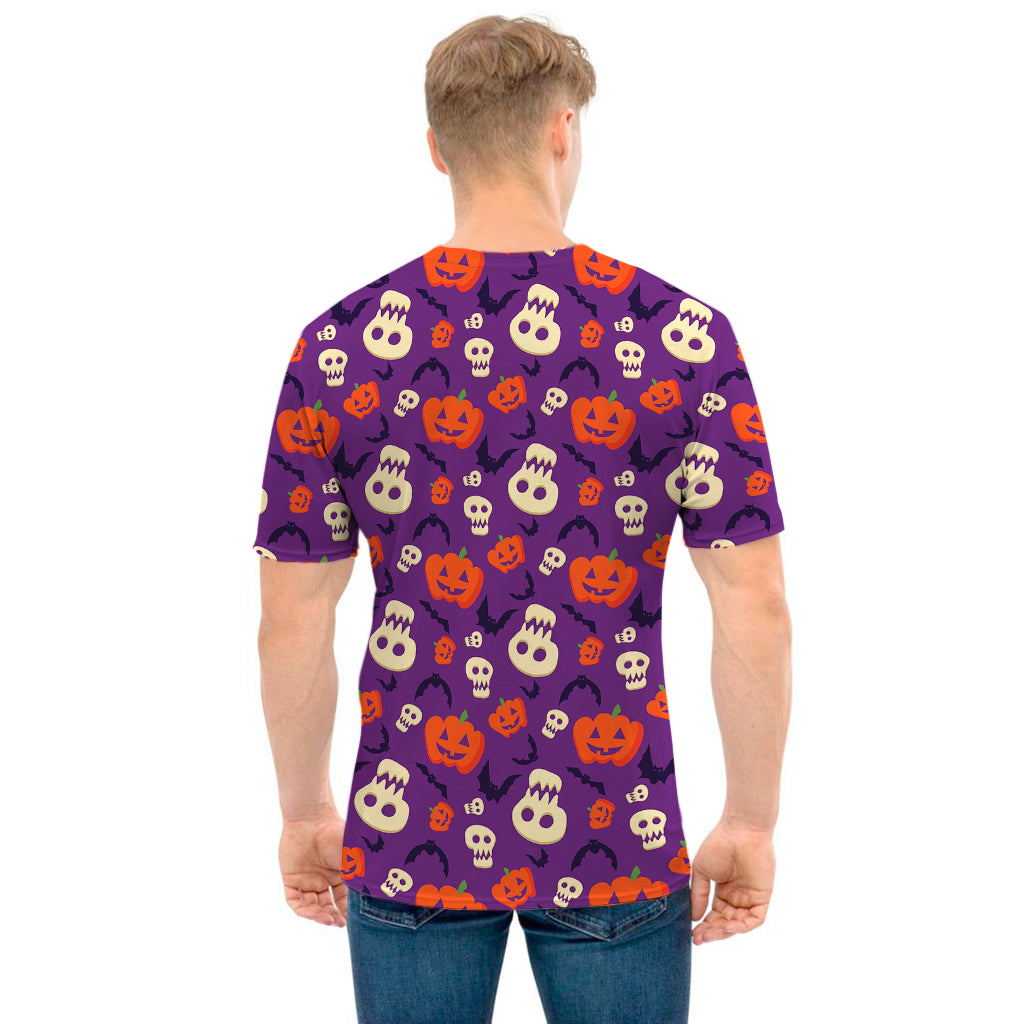 Funny Halloween Pumpkin Pattern Print Men's T-Shirt