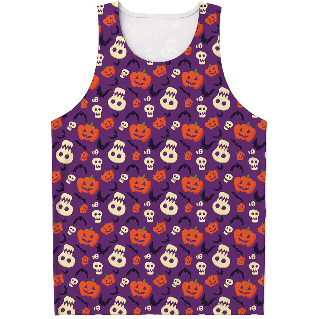 Funny Halloween Pumpkin Pattern Print Men's Tank Top