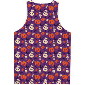 Funny Halloween Pumpkin Pattern Print Men's Tank Top