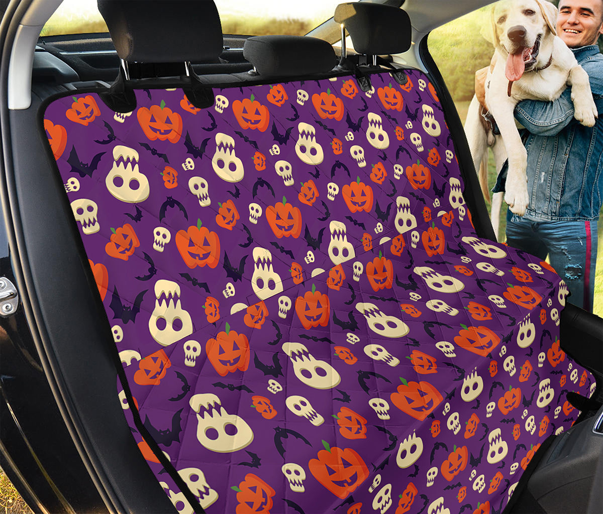 Funny Halloween Pumpkin Pattern Print Pet Car Back Seat Cover