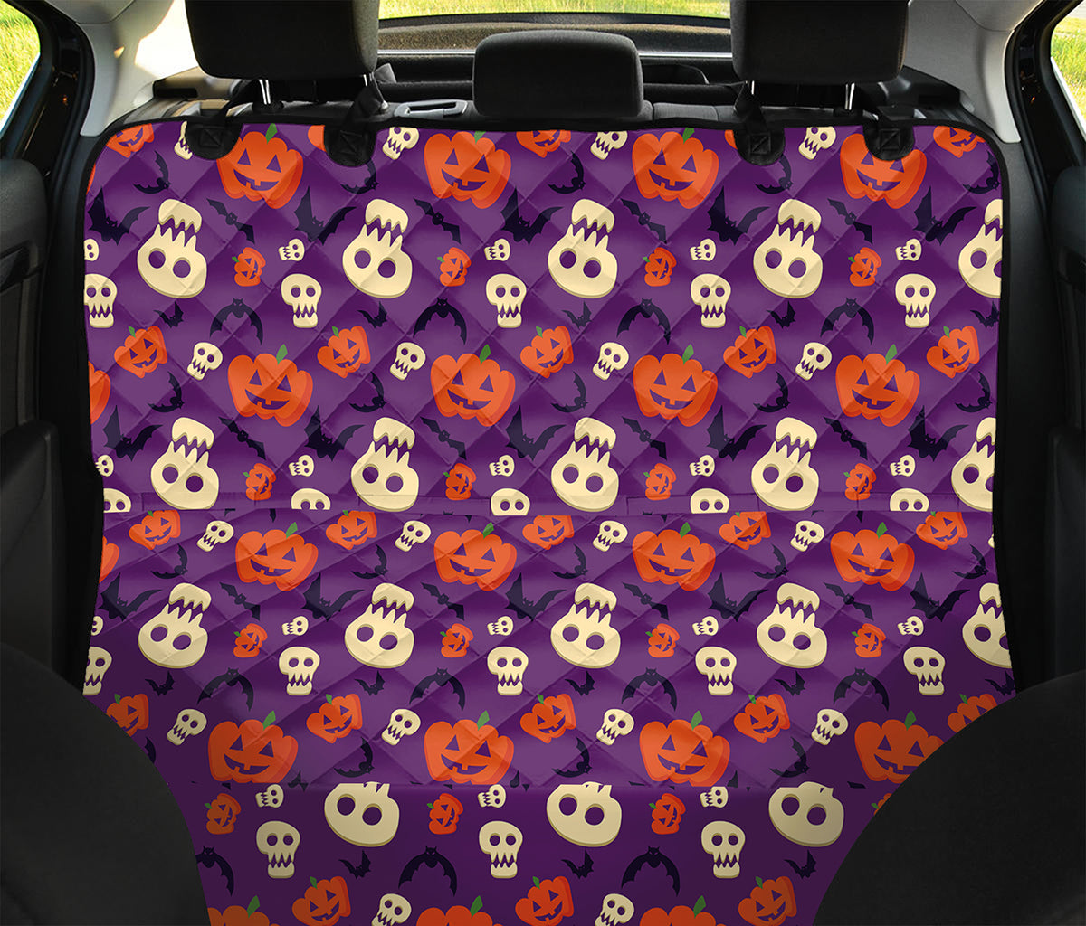 Funny Halloween Pumpkin Pattern Print Pet Car Back Seat Cover