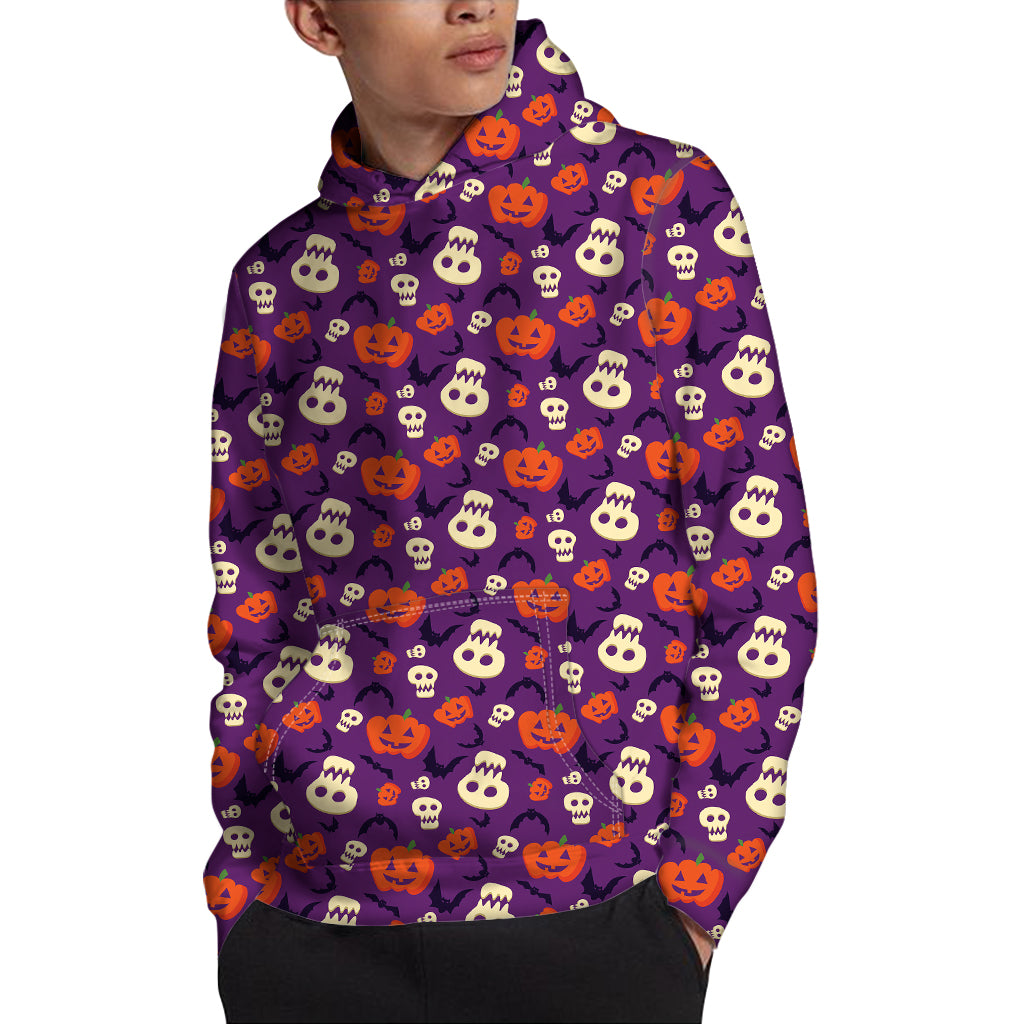 Funny Halloween Pumpkin Pattern Print Pullover Hoodie