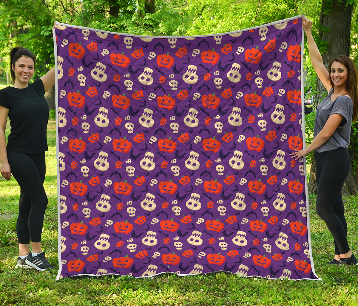 Funny Halloween Pumpkin Pattern Print Quilt