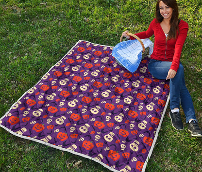 Funny Halloween Pumpkin Pattern Print Quilt