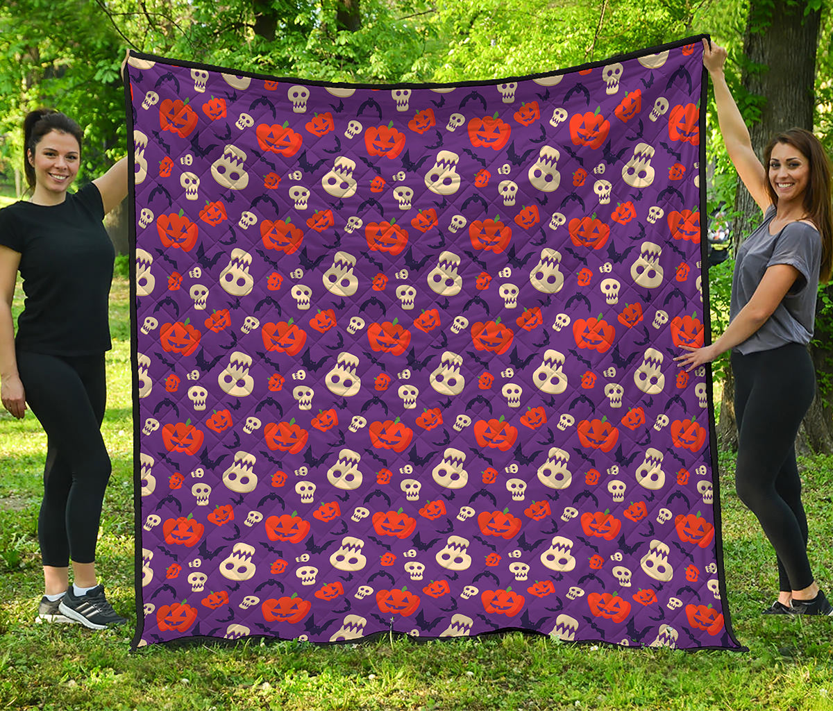 Funny Halloween Pumpkin Pattern Print Quilt