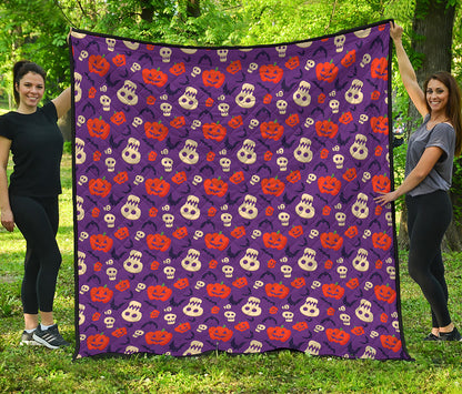 Funny Halloween Pumpkin Pattern Print Quilt