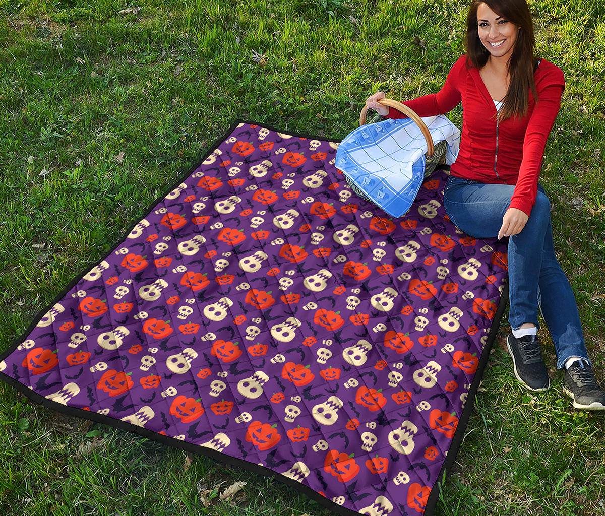 Funny Halloween Pumpkin Pattern Print Quilt