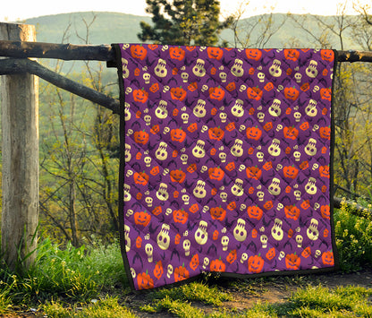 Funny Halloween Pumpkin Pattern Print Quilt