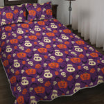 Funny Halloween Pumpkin Pattern Print Quilt Bed Set