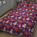 Funny Halloween Pumpkin Pattern Print Quilt Bed Set