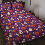 Funny Halloween Pumpkin Pattern Print Quilt Bed Set