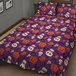 Funny Halloween Pumpkin Pattern Print Quilt Bed Set
