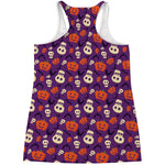 Funny Halloween Pumpkin Pattern Print Women's Racerback Tank Top