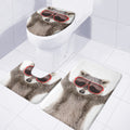 Funny Raccoon Print 3 Piece Bath Mat Set