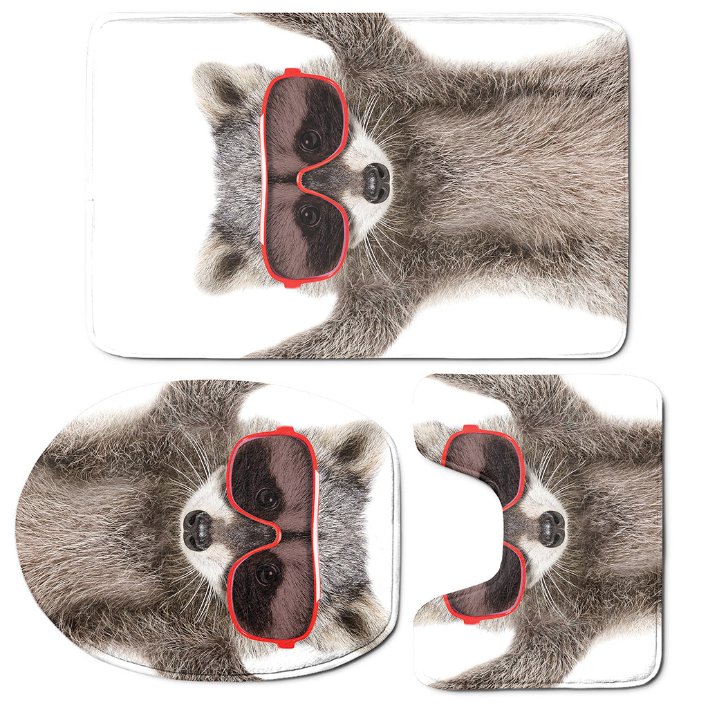 Funny Raccoon Print 3 Piece Bath Mat Set