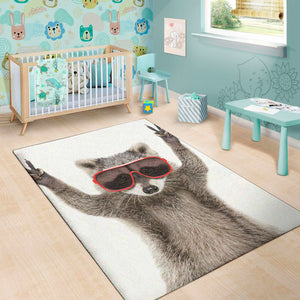 Funny Raccoon Print Area Rug