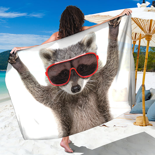 Funny Raccoon Print Beach Sarong Wrap