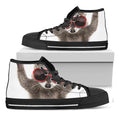 Funny Raccoon Print Black High Top Sneakers