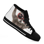 Funny Raccoon Print Black High Top Shoes